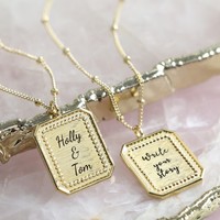 Personalised Square Frame Necklace in Gold