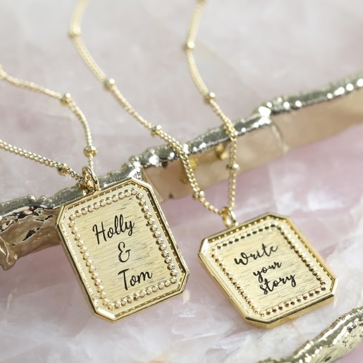Personalised Square Frame Necklace In Gold Lisa Angel Personalised Square Frame Necklace In