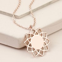 Shiny Mandala Pendant Necklace in Rose Gold