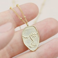 Winking Face Necklace in Gold