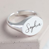 Personalised Oval Signet Ring in Silver