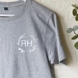 Lisa Angel Ladies' Cotton Floral Wreath Initials T-Shirt in Grey