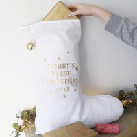 Personalised Cotton Stocking with Jingle Bell