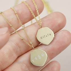 Personalised Gold Sterling Silver Organic Shape Necklace