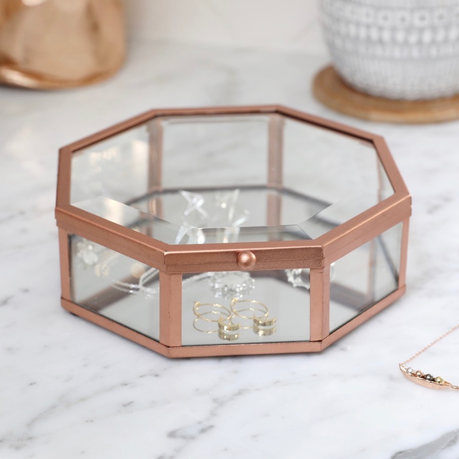 Copper And Glass Hexagonal Jewellery Box Lisa Angel