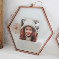 Large Hanging Hexagon Copper Photo Frame