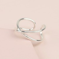 Sterling Silver Curved Cross Ear Cuff