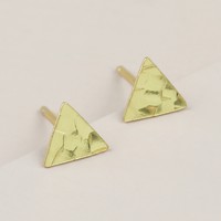 Sterling Silver Gold Hammered Triangle Stud Earrings