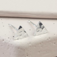 Sterling Silver Hammered Triangle Stud Earrings