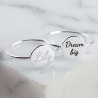 Personalised Sterling Silver Disc Ring