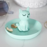 Mini Cat Jewellery Dish in Green