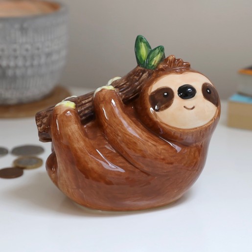 GREAT BIRTHDAY GIFT MONEY BOX BN POLYRESIN CUTE PINK SLOTH NEEDS A NEW HOME 
