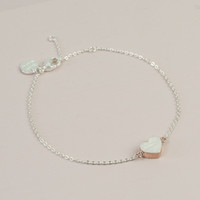 Brushed Silver and Rose Gold Heart Bracelet