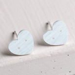Button Heart Stud Earrings in Silver