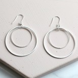 Double Circle Drop Earrings in Silver