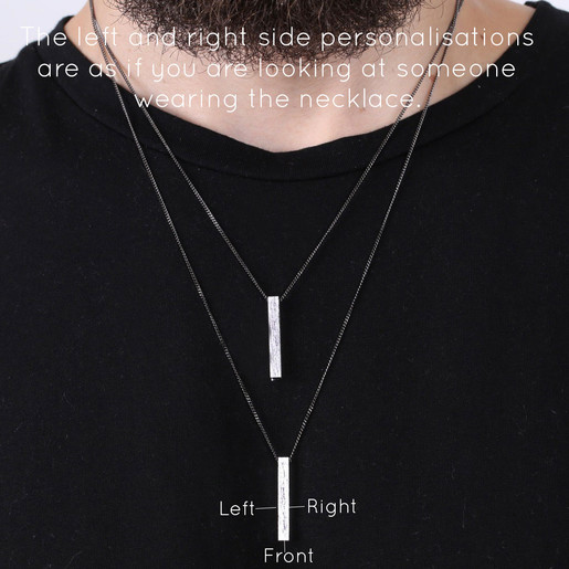 Men's Personalised Brushed Bar Necklace 