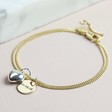 Lisa Angel Ladies' Gold Engraved Personalised Disc and Puffed Heart Charm Bracelet