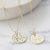 Personalised Gold Hammered Starry Disc Necklace