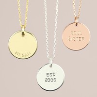 Personalised Hand-Stamped Disc Pendant Necklace