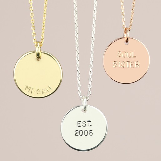 Personalised Hand-Stamped Disc Pendant 