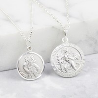 Sterling Silver St Christopher Pendant Necklace