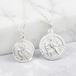 Sterling Silver St Christopher Pendant Necklace