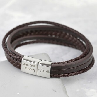 Men's Personalised Layered Leather Straps Bracelet