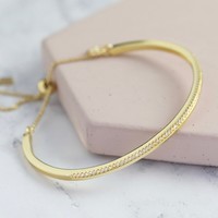 Crystal Bar Bangle in Gold