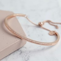 Crystal Bar Bangle in Rose Gold