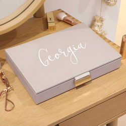 Personalised Stackers Classic Jewellery Box Lid in Taupe