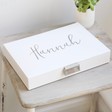 Lisa Angel with Ladies' Personalised Stackers Silver and White Classic Jewellery Box Lid