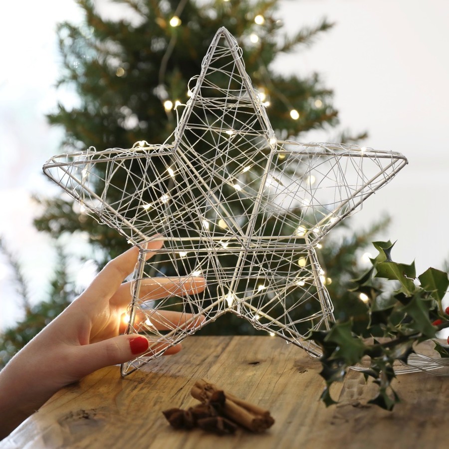 Large Silver Led Wire Decorative Star Light Lisa Angel