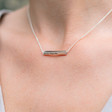 Ladies' Personalised Sterling Silver Horizontal Bar Necklace on Model