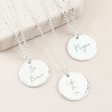 Lisa Angel Engraved Personalised Sterling Silver Hammered Disc Necklace