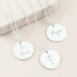Personalised Sterling Silver Hammered Disc Necklace