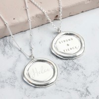 Personalised Sterling Silver Wax Seal Pendant Necklace
