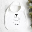 Lisa Angel Cute Personalised Penguin Cotton Baby Bib in White