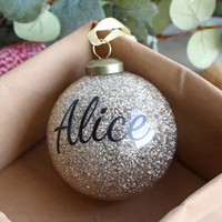 Personalised Name Glitter Christmas Bauble