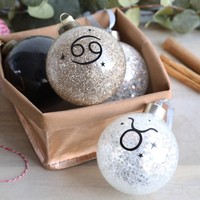 Personalised Zodiac Glitter Bauble