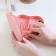 Lisa Angel Faux Leather Pink Personalised Heart Travel Jewellery Case