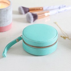 Mini Round Travel Jewellery Case in Turquoise