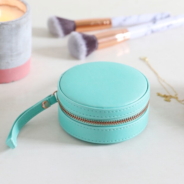 Mini Round Travel Jewellery Case in Turquoise Jewellery Lisa Angel