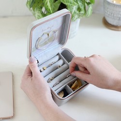 Square Travel Jewellery Box in Grey