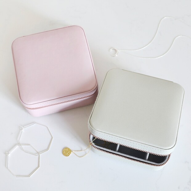 Grey Square Travel Jewellery Box | Lisa Angel Accessories