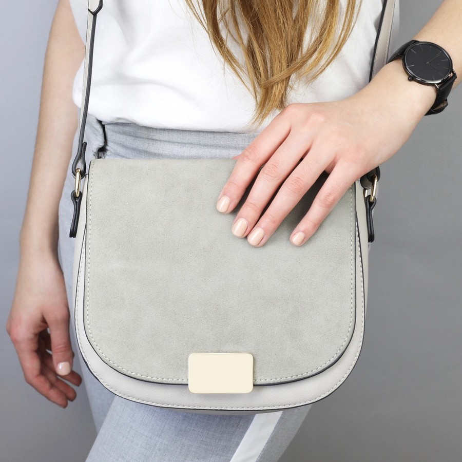 light grey crossbody purse