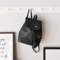 Personalised Embroidered Fold Top Vegan Leather Backpack