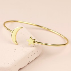 Gold Moon and Star Torque Bangle