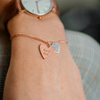 Personalised Double Wide Heart Charm Bracelet on Model