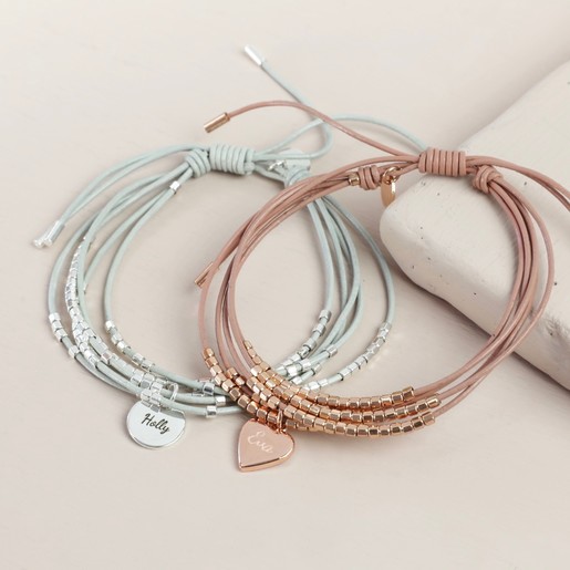 ladies personalised leather bracelet