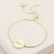 Ladies' Personalised Box Chain and Disc Bracelet in Gold